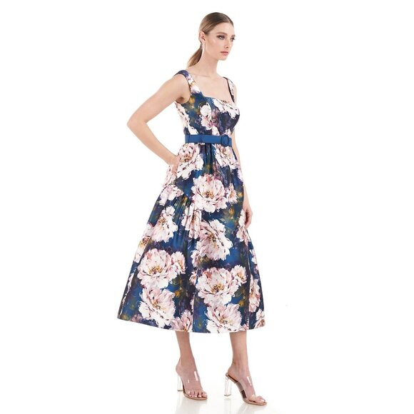 Kay Unger New York Lydia Tea Length Dress Womens Size 6 Wedding Guest Formal - Picture 1 of 12